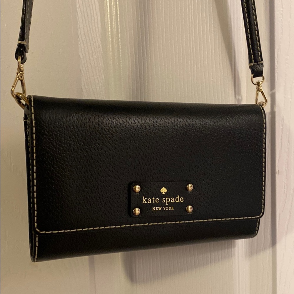 Kate Spade Black Crossbody Bag with Gold Accents